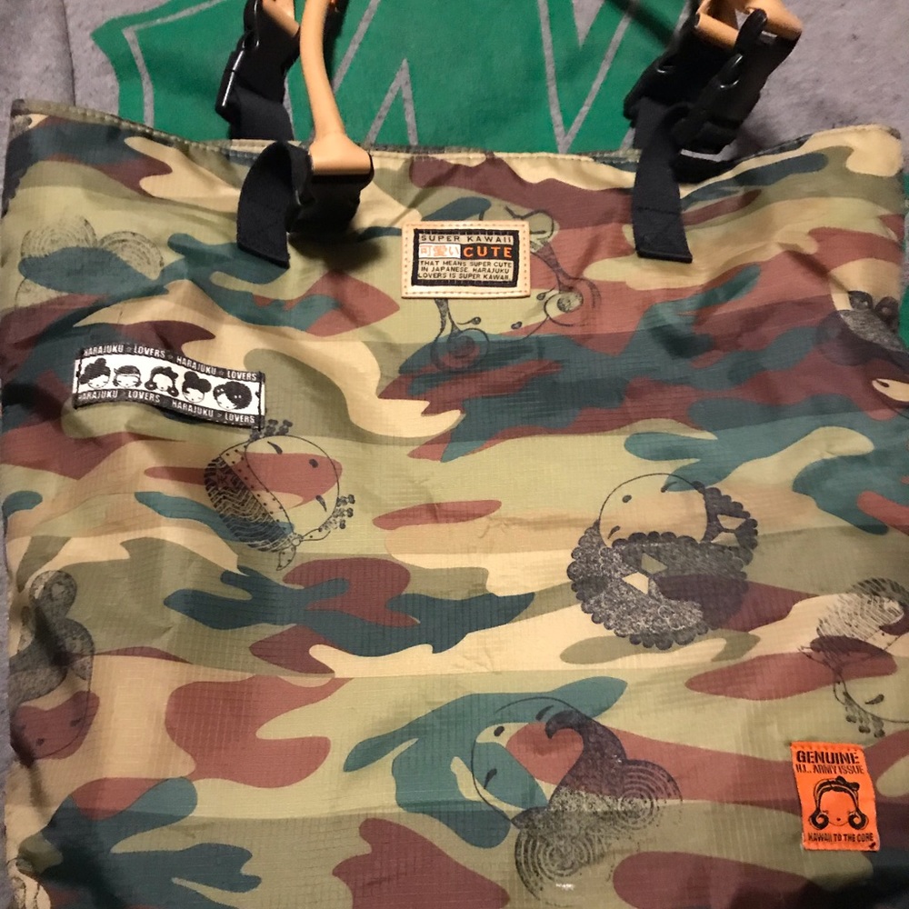 GUC harajuku tote bag with camo print